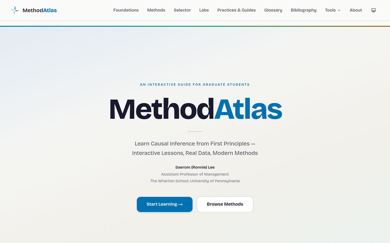 Method Atlas — interactive causal inference learning platform